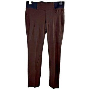One 5 One Pants Dark Brown Stretch Ankle Crop Leggings Comfort Pull On M EUC